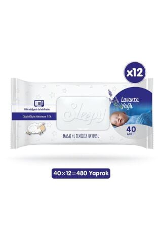 Sleepy Lavanta Yağlı Masaj Ve Temizlik Havlusu 12 x 40 (480 Yaprak)