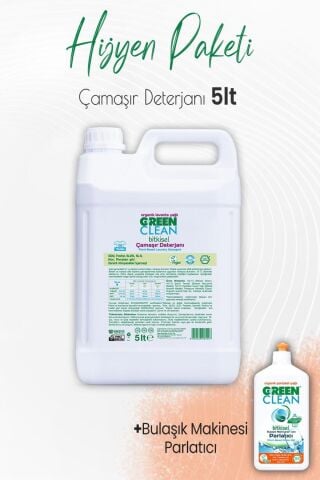 Green Clean Bitkisel Çamaşır Suyu 5 lt ve Bulaşık Parlatıcı 500 ml