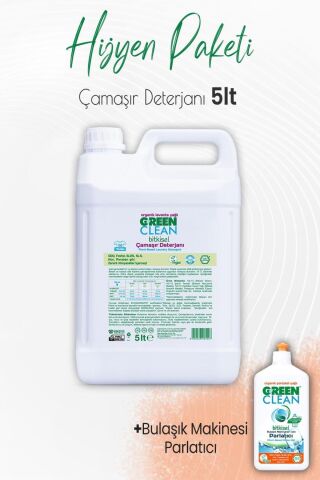 Green Clean Bitkisel Çamaşır Suyu 5 lt ve Bulaşık Parlatıcı 500 ml