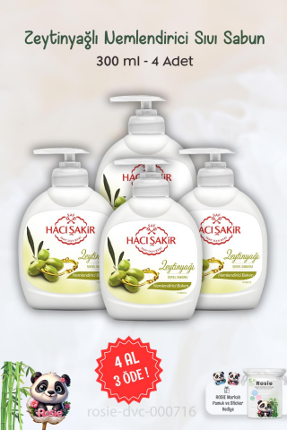 4 AL 3 ÖDE Hacı Şakir Zeytinyağlı Nemlendirici Sıvı Sabun 300 ml ve ROSIE