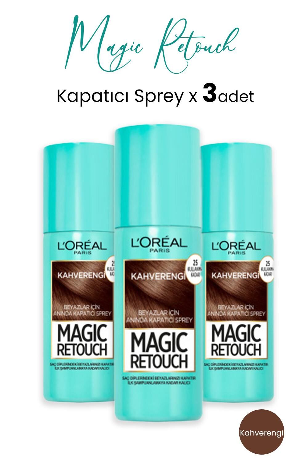 Loreal Paris Kapatıcı Sprey Kahverengi 75 ml x 3 Adet