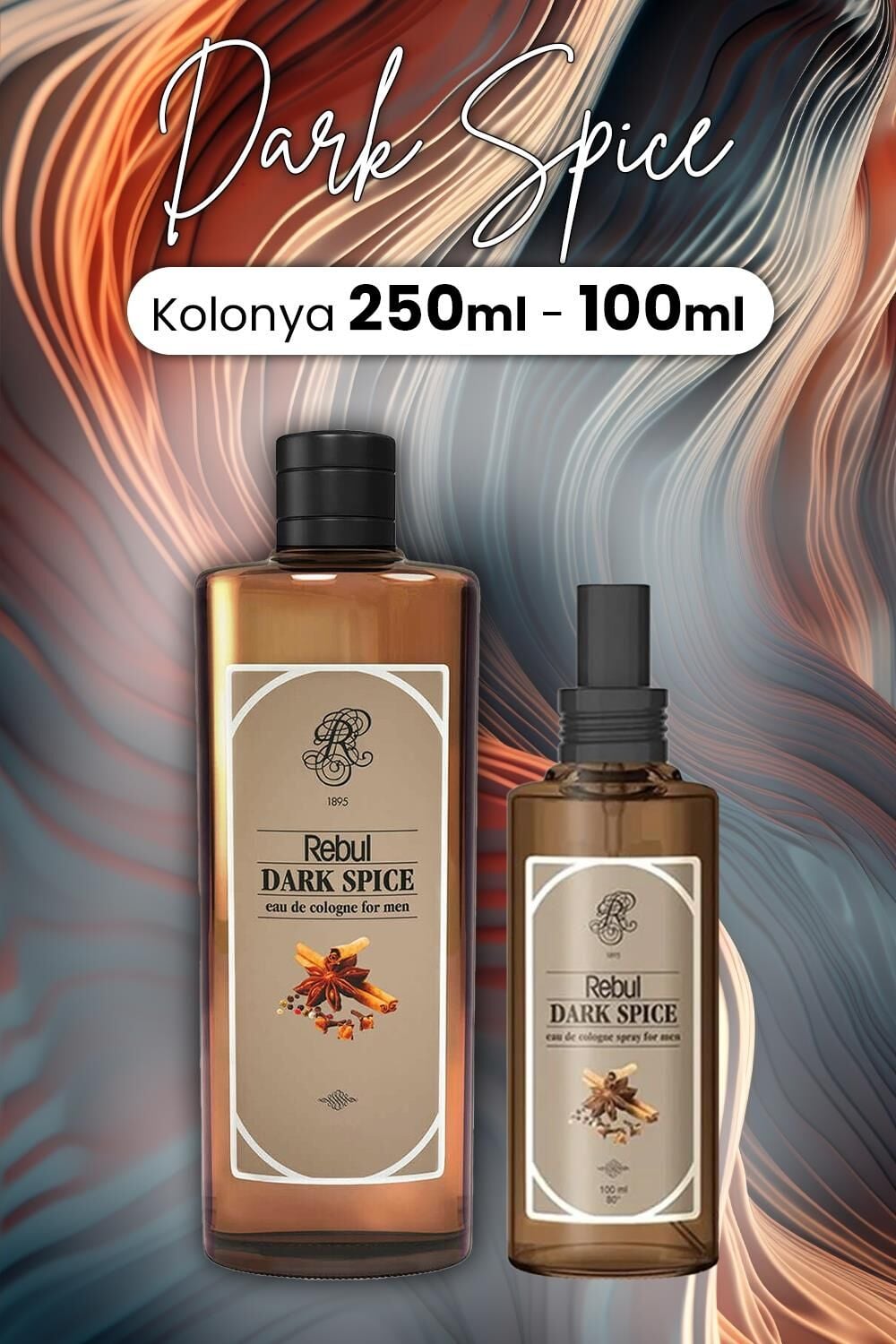 Rebul Dark Spice Kolonya Cam Şişe 250 ml ve 100 ml