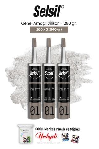 Selsil 3'lü Genel Amaçlı Silikon 280 gr ve rosie pamuk