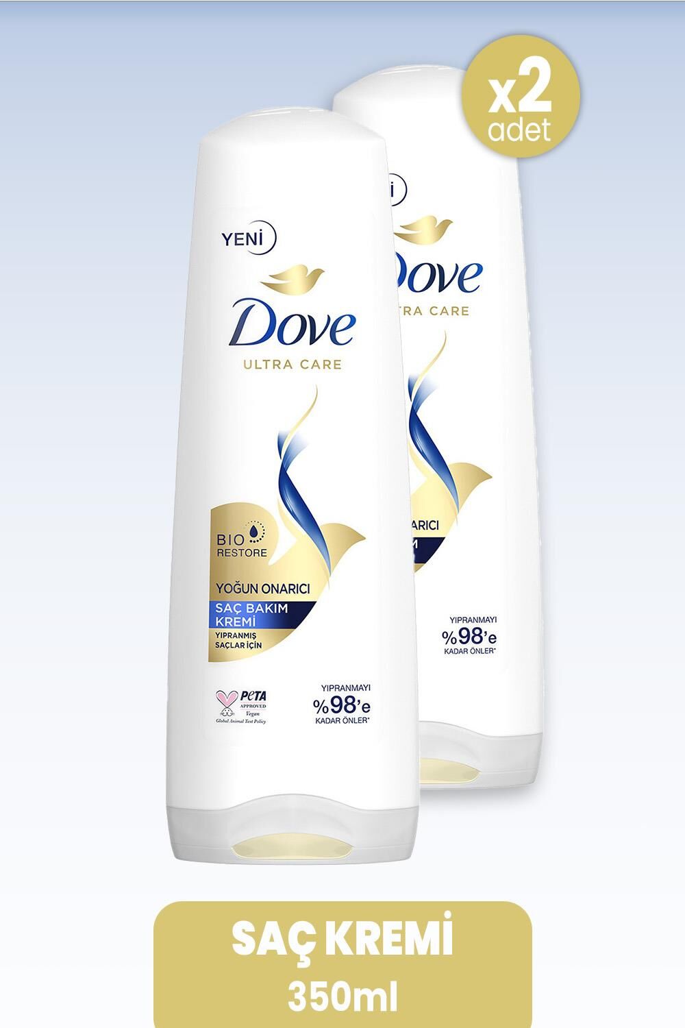 Dove Ultra Care Saç Kremi Yoğun Onarıcı 350 ml x 2 Adet