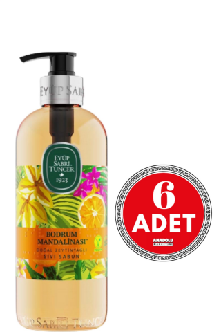 Eyüp Sabri Tuncer Bodrum Mandalinası Doğal Zeytinyağlı Sıvı Sabun 500 ml x 6 Adet