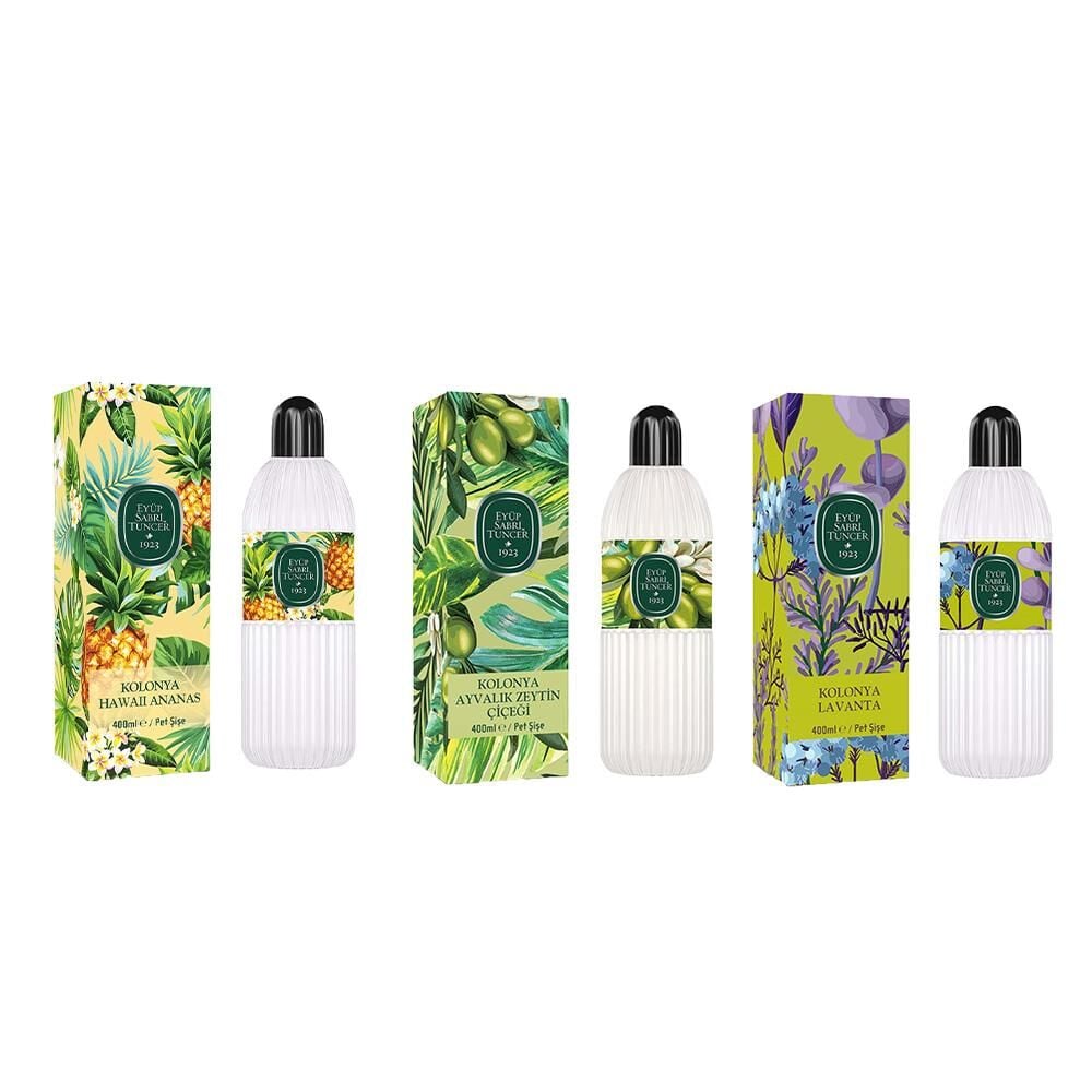 Eyüp Sabri Tuncer Kolonya Hawaii Ananas, Ayvalık Zeytin Çiçeği ve Lavanta Pet Şişe 400 ml