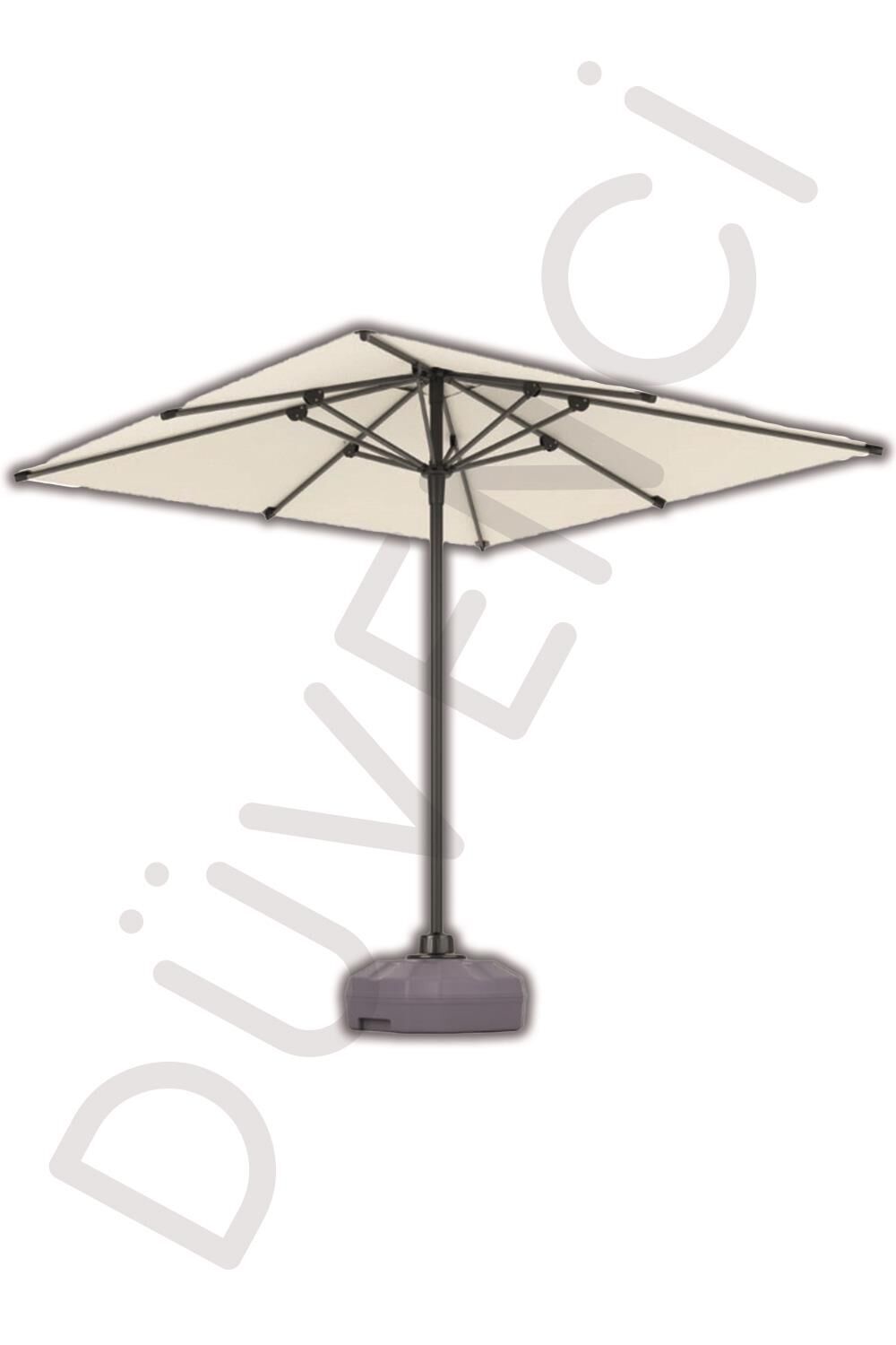 Alubrella Güneş Şemsiyesi Kare, 210 CM, Krem Rengi Su Geçirmez Kumaş, Bidonsuz