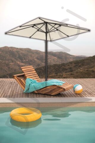 Alubrella Güneş Şemsiyesi Kare, 210 CM, Krem Rengi Su Geçirmez Kumaş, Bidonsuz