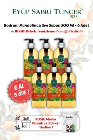 Bodrum Mandalinası Sıvı Sabun 500 ml 6 AL 5 ÖDE ve ROSIE Hediyeli