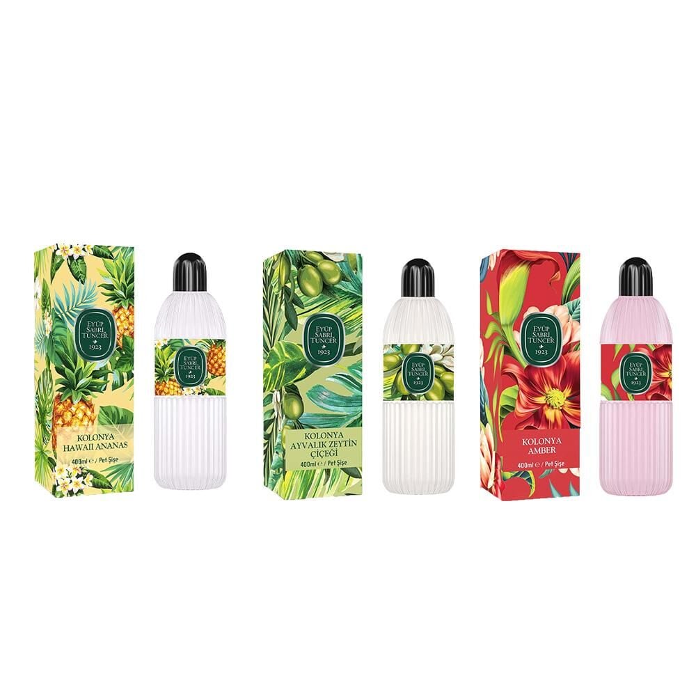 Eyüp Sabri Tuncer Kolonya Hawaii Ananas, Ayvalık Zeytin Çiçeği ve Amber Pet Şişe 400 ml