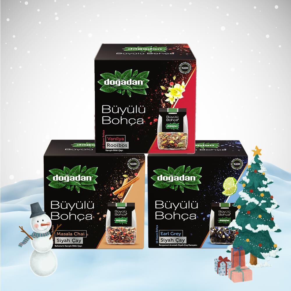 Doğadan Yılbaşı Paketi Büyülü Bohça Earl Grey, Masala Chai ve Rooibos Vanilyalı 10' lu