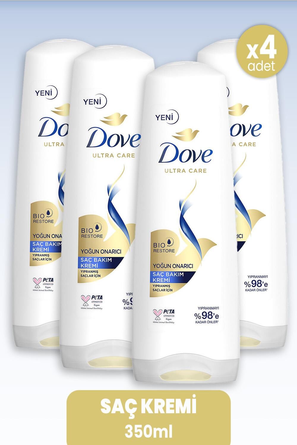 Dove Ultra Care Saç Kremi Yoğun Onarıcı 350 ml x 4 Adet