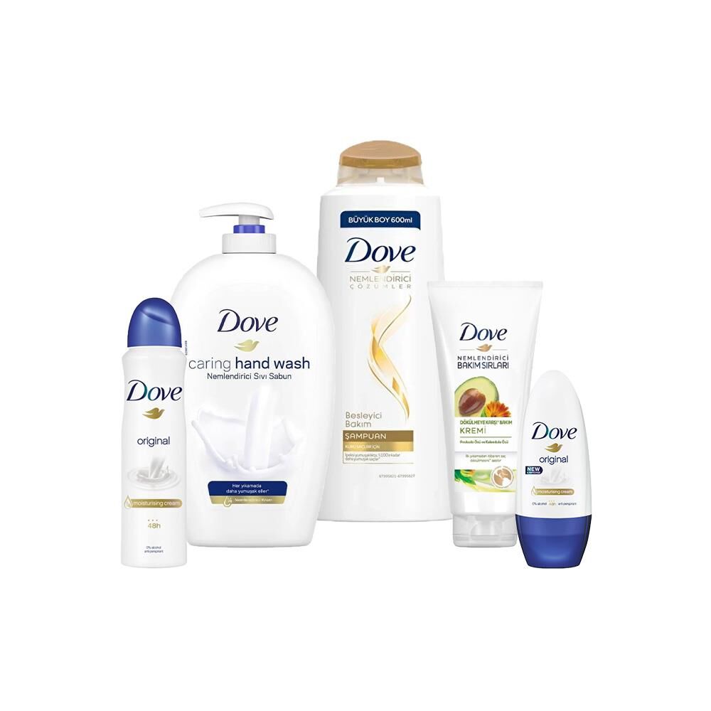 Dove Nemlendirici Sıvı Sabun, Saç Kremi, Şampuan, Original Roll-On ve Sprey Deodorant