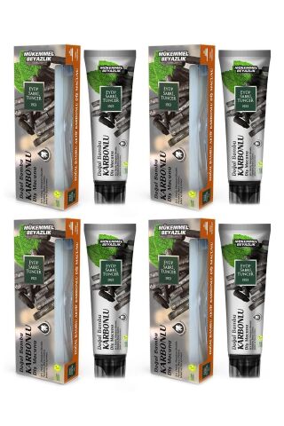 Eyüp Sabri Tuncer Doğal Aktif Bambu Karbonlu Diş Macunu 75 ml + Diş Fırçası Hediyeli X 4 Adet