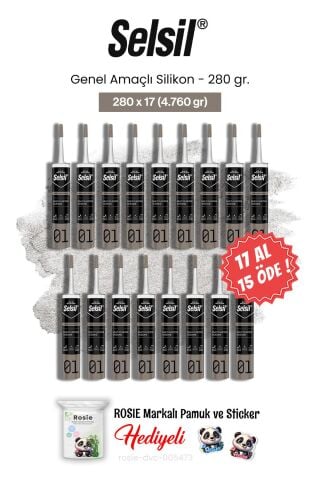 Selsil 280 gr Genel Amaçlı Silikon 17 AL 15 ÖDE ve rosie pamuk