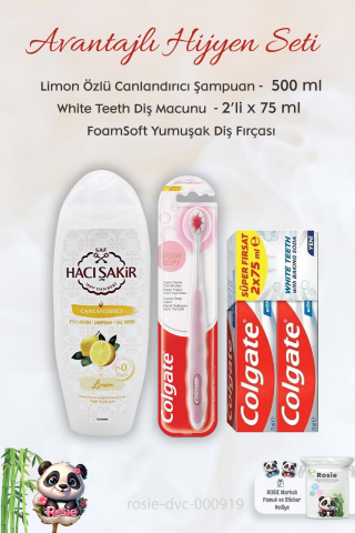 Colgate Baking Soda 2 x 75 ml,  FoamSoft Diş Fırçası, H.Şakir Limonlu Şampuan 500 ml ve ROSIE