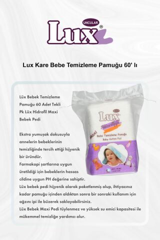 Lux Kare Bebe Temizleme Pamuğu 60' lı 5 Al 4 Öde ve Rosie Pamuk