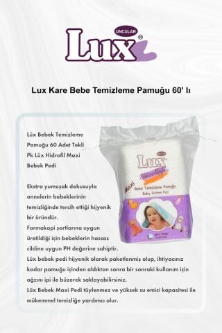 Lux Kare Bebe Temizleme Pamuğu 60' lı 5 Al 4 Öde ve Rosie Pamuk
