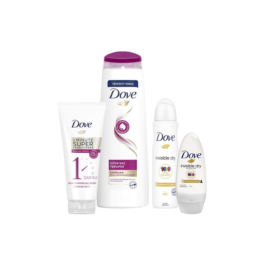 Dove Uzun Saç Terapisi Şampuan ve Saç Kremi, Invisible Dry Roll-On ve Sprey Deodorant