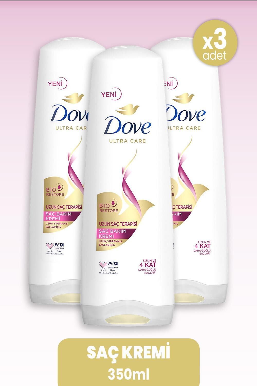 Dove Ultra Care Saç Kremi Uzun Saç Terapisi 350 ml x 3Adet