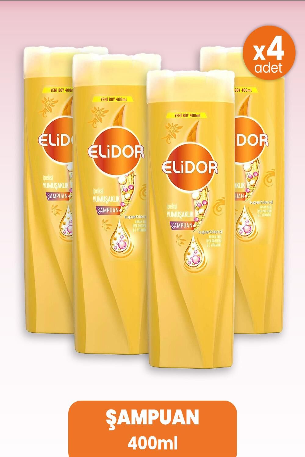 Elidor Superblend Şampuan İpeksi Yumuşaklık 400 ml x 4 Adet