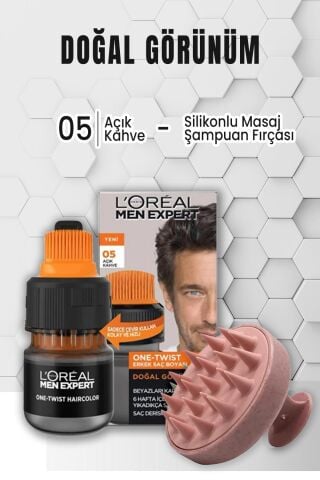 Loreal Paris Men Expert Saç Boyası 05 Açık Kahve ve Şampuan Fırçası Pembe