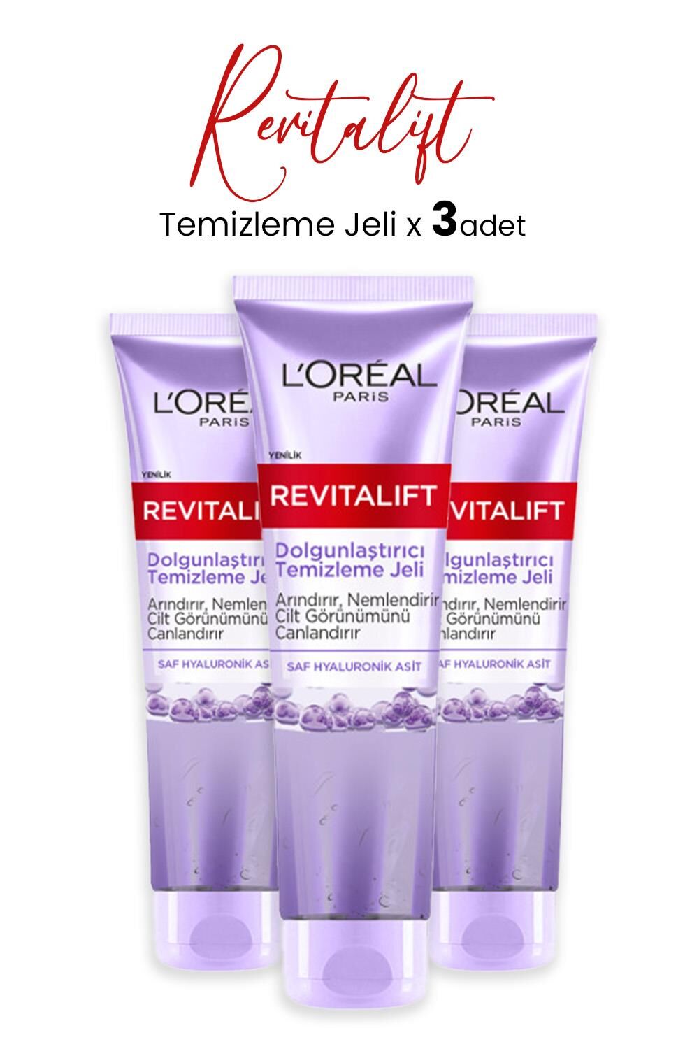 Loreal Paris Revitalift Dolgunlaştırıcı Temizleme Jeli 150 ml x 3 Adet