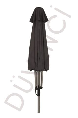 Alubrella Güneş Şemsiyesi Yuvarlak, 250 CM Çaplı, Antrasit Renkli Su Geçirmez Kumaş, Bidonsuz