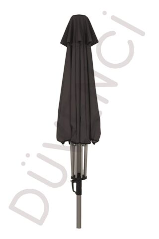Alubrella Güneş Şemsiyesi Yuvarlak, 250 CM Çaplı, Antrasit Renkli Su Geçirmez Kumaş, Bidonsuz