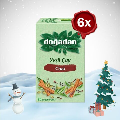 Doğadan Yılbaşı Paketi Yeşil Çay Chai Poşet Bardak Çay x 6