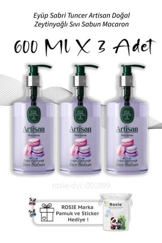 Eyüp Sabri Tuncer Artisan Doğal Zeytinyağlı Sıvı Sabun Macaron 600 ml  X3