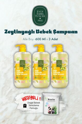 600 ML Zeytinyağlı Bebek Şampuan X 3 ve ROSIE Hediyeli