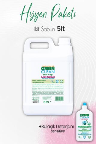 Green Clean Bitkisel Likit Sabun Portakal 5 lt ve Bulaşık Deterjanı 500 ml