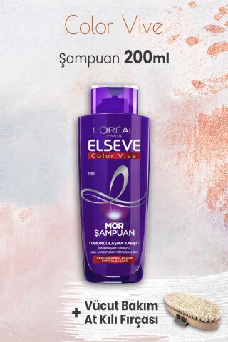 Elseve Color Vive Mor Şampuan 200 ml ve Vücut Bakım At Kılı Fırçası