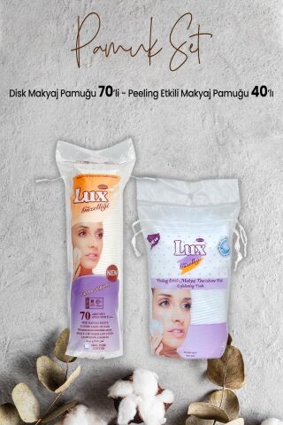 Lux Peeling Etkili Makyaj Pamuğu 40' lı ve Disk Makyaj Pamuğu 70'li