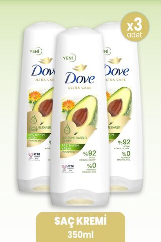 Dove Ultra Care Saç Kremi Dökülme Karşıtı Avokado Özü 350 ml x 3 Adet