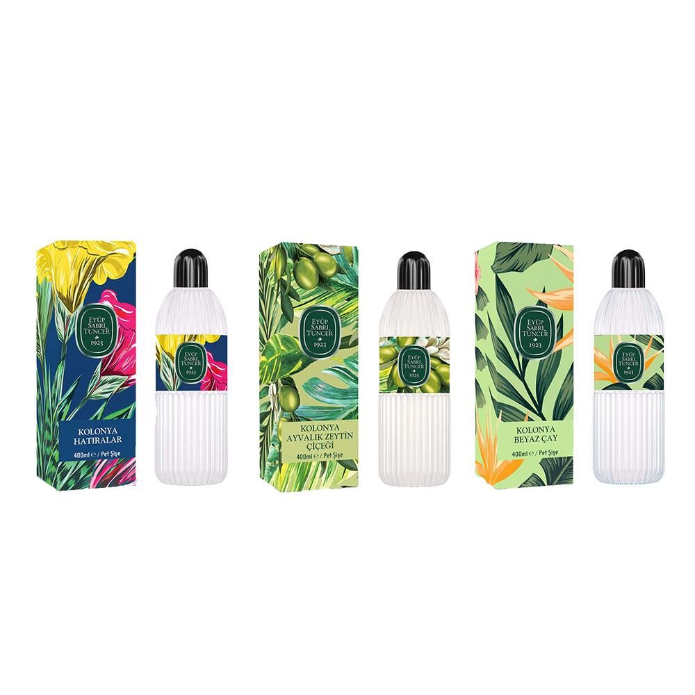 Eyüp Sabri Tuncer Kolonya Hatıralar, Ayvalık Zeytin Çiçeği ve Beyz Çay Pet Şişe 400 ML