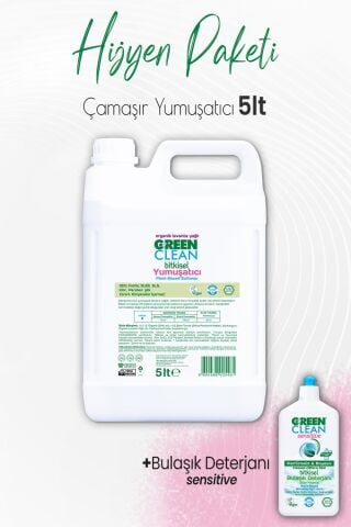 Green Clean Çamaşır Yumuşatıcı 5 lt ve Sensitive Bulaşık Deterjanı 500 ml