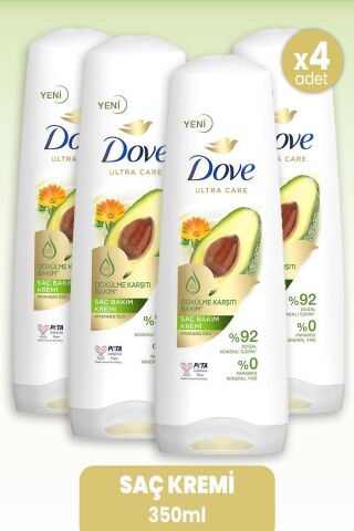 Dove Ultra Care Saç Kremi Dökülme Karşıtı Avokado Özü 350 ml x 4 Adet