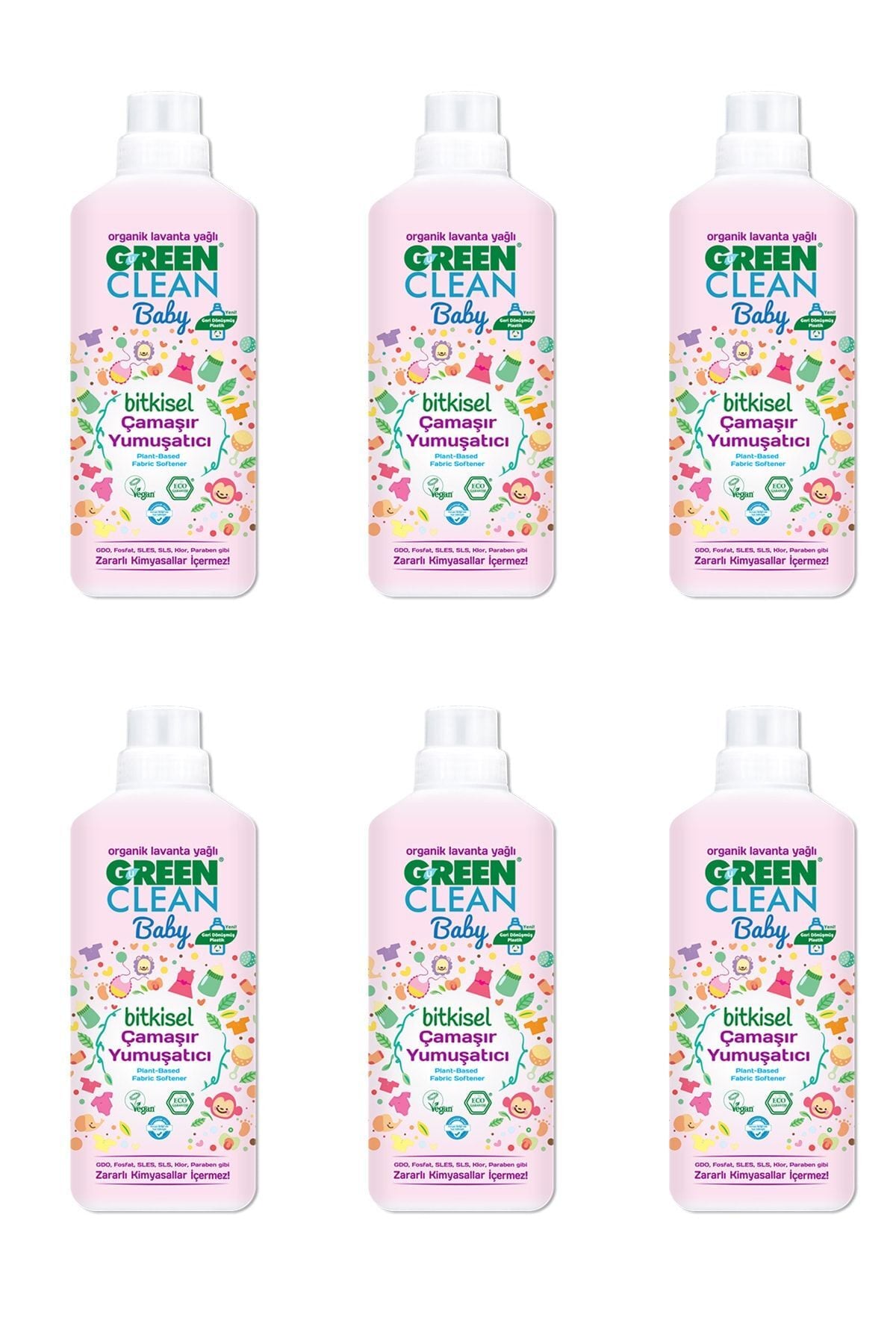 Green Clean Organik Lavanta Yağlı Baby Bitkisel Yumuşatıcı 1000 Ml 6'lı