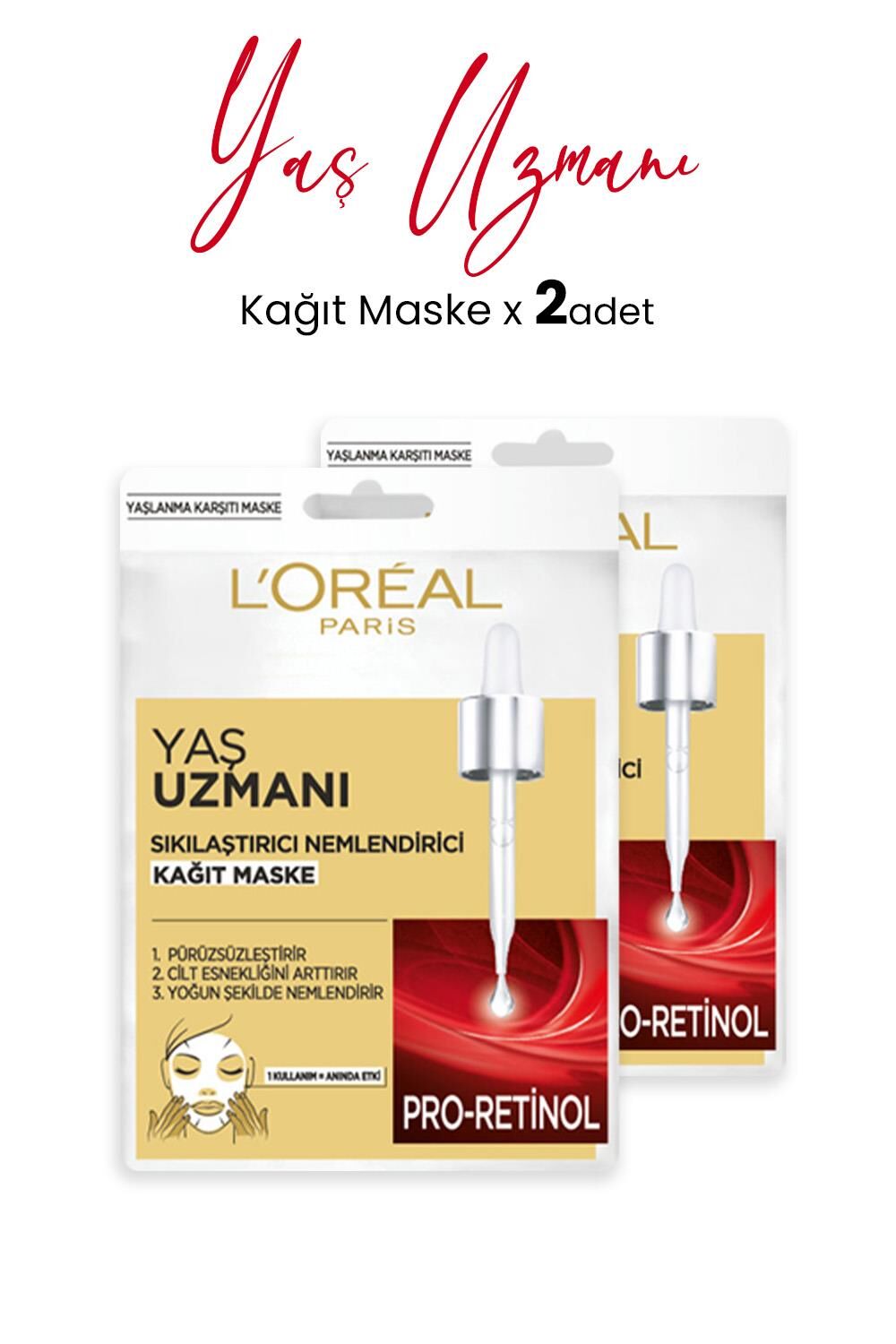 Loreal Paris Yaş Uzmanı Sıkılaştırıcı Nemlendirici Kağıt Maske 30 gr x 2 Adet