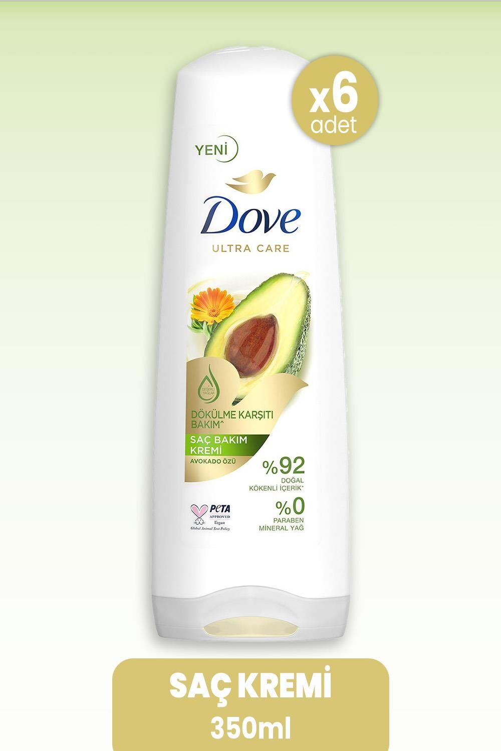 Dove Ultra Care Saç Kremi Dökülme Karşıtı Avokado Özü 350 ml x 6 Adet
