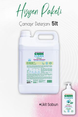 Green Clean Çamaşır Deterjanı Lavanta 5 lt ve Likit Sabun Portakal Yağlı 500 ml