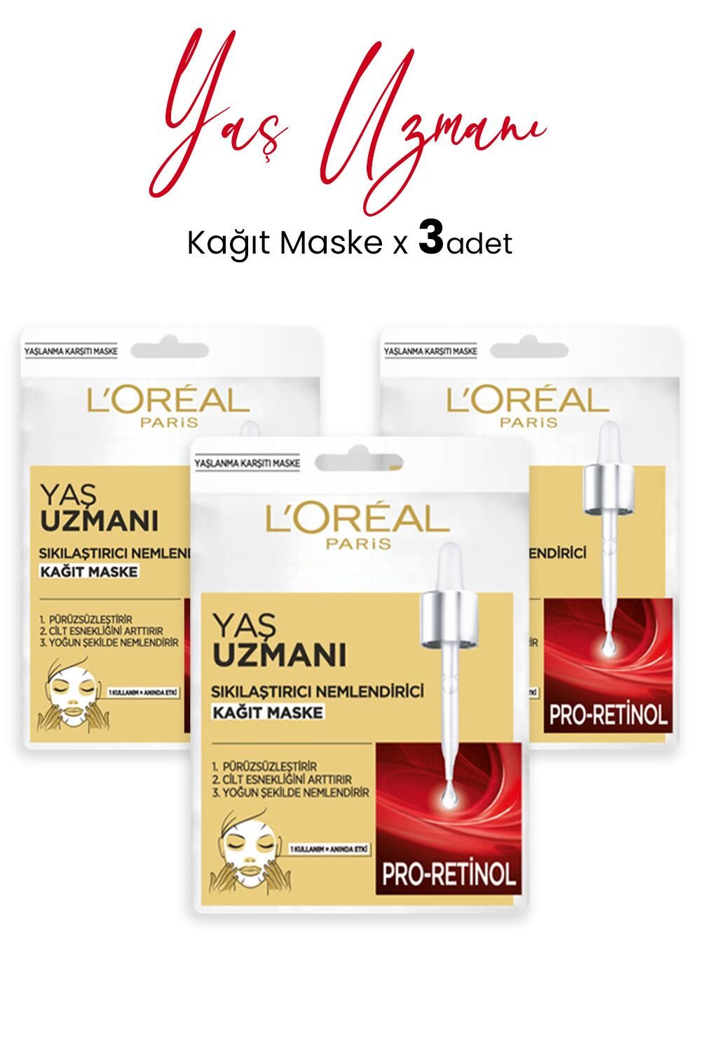 Loreal Paris Yaş Uzmanı Sıkılaştırıcı Nemlendirici Kağıt Maske 30 gr x 3 Adet