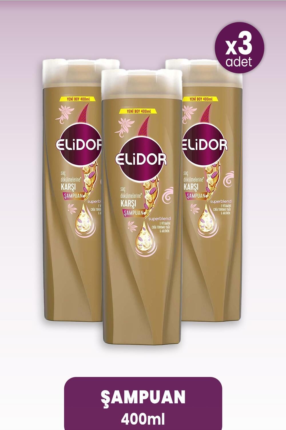 Elidor Superblend Şampuan Saç Dökülmelerine Karşı 400 ml x 3 Adet