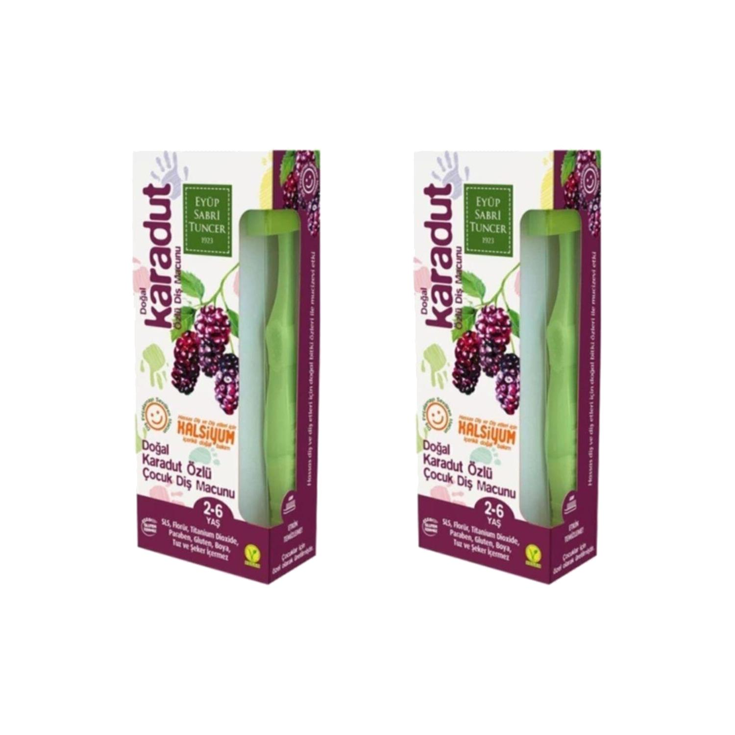 Eyüp Sabri Tuncer Doğal Karadut Özlü 2 - 6 Yaş Diş Macunu 60 ml + Diş Fırçası Hediyeli x 2 Adet