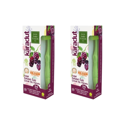Eyüp Sabri Tuncer Doğal Karadut Özlü 2 - 6 Yaş Diş Macunu 60 ml + Diş Fırçası Hediyeli x 2 Adet