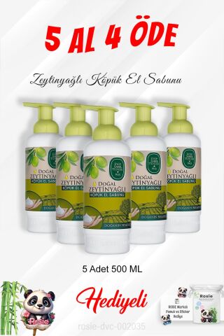 Zeytinyağlı Köpük El Sabunu 500 ML 5 Al 4 Öde ve Rosie Pamuk