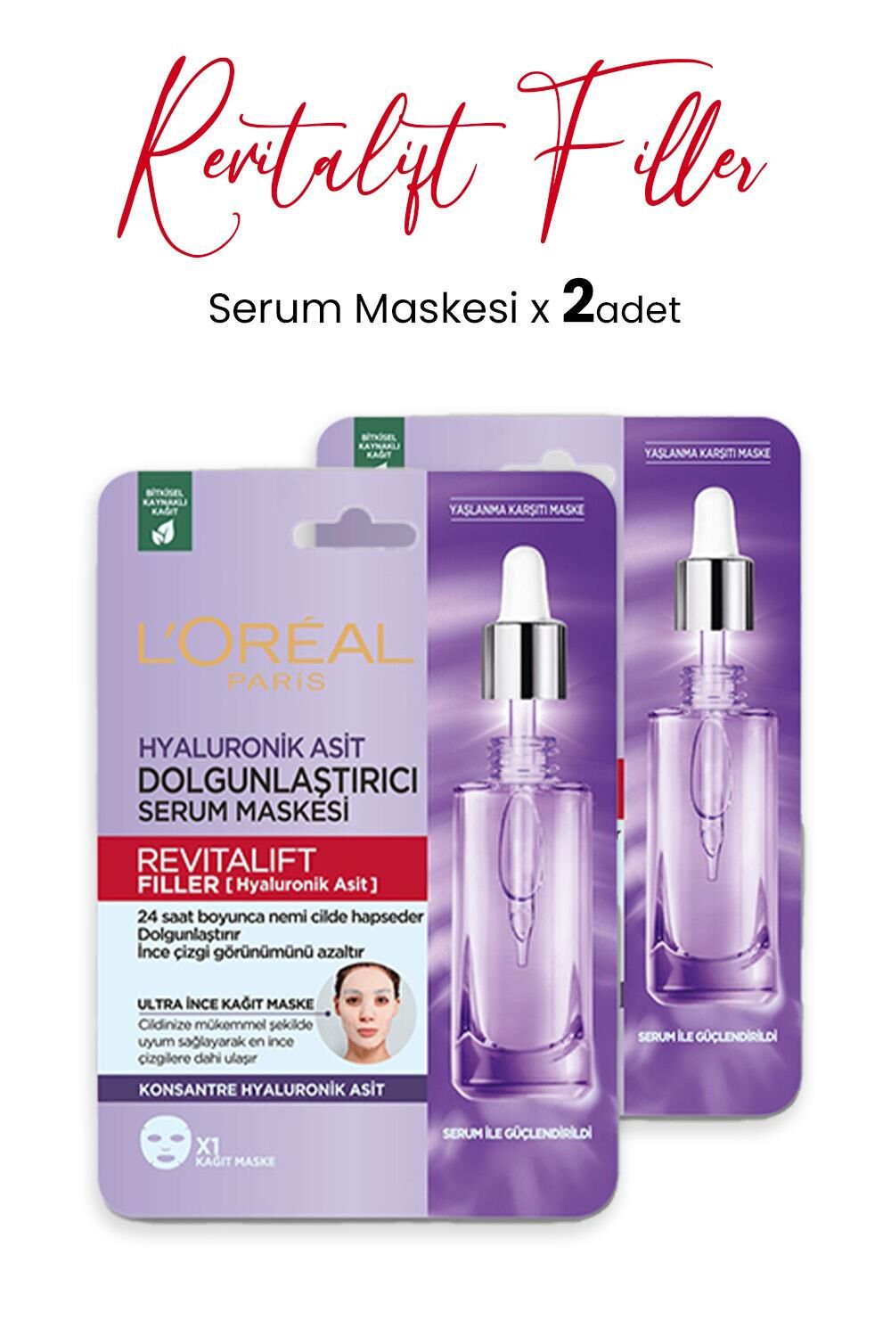 Loreal Paris Revitalift Filler Dolgunlaştırıcı Serum Maskesi 28 gr x 2 Adet