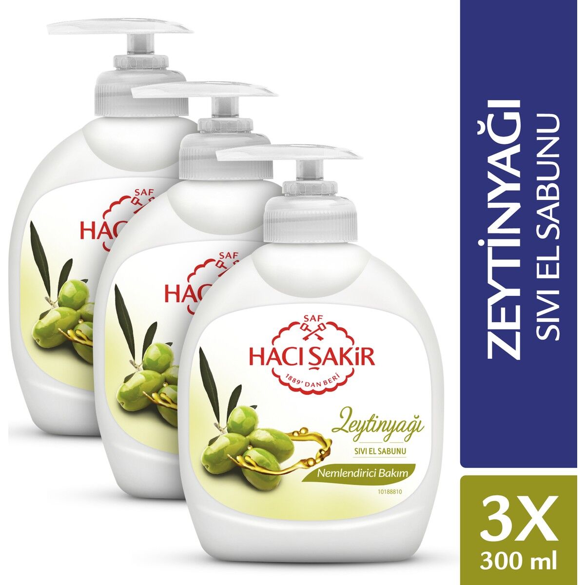 Hacı Şakir Zeytinyağı Nemlendirici Bakım Sıvı El Sabunu 3 x 300 ml